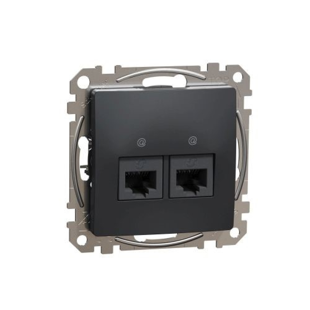 Розетка комп'ютерна 2-на UTP Cat5e Schneider Electric Sedna Design Чорний SDD114452